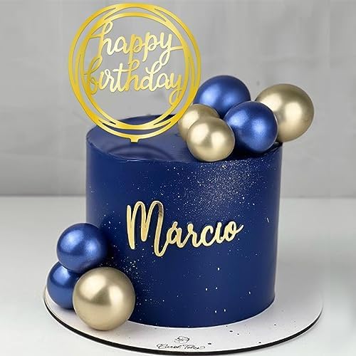 Ball Cake Toppers Simplicity Blue Gold Ball Cake Toppers DIY Cake Insert Topper Foam Cake Balls Baking Decoration for Wedding Anniversary Birthday (Blue Gold)