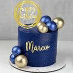 Ball Cake Toppers Simplicity Blue Gold Ball Cake Toppers DIY Cake Insert Topper Foam Cake Balls Baking Decoration for Wedding Anniversary Birthday (Blue Gold)