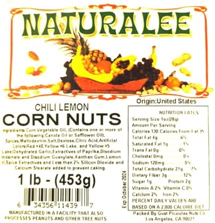 Naturalee Corn Nuts 2 lb - Chili Lemon - High Fiber, Crunchy Snack