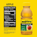 Mott's Zero Sugar Apple Juice Drink, 8 fl oz bottles, 24 Count (4 Packs of 6), Apple Flavor, Excellent Source of Vitamin C