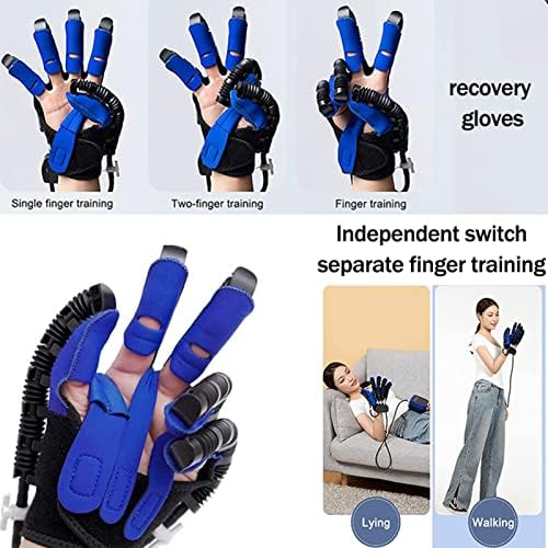 Finger and Hand Function Rehabilitation Trainer Robots Gloves, Finger Straightening Brace Guard Protector, Electric Finger Orthotics for Stroke Hemiplegia Patients(Size:Right-L)