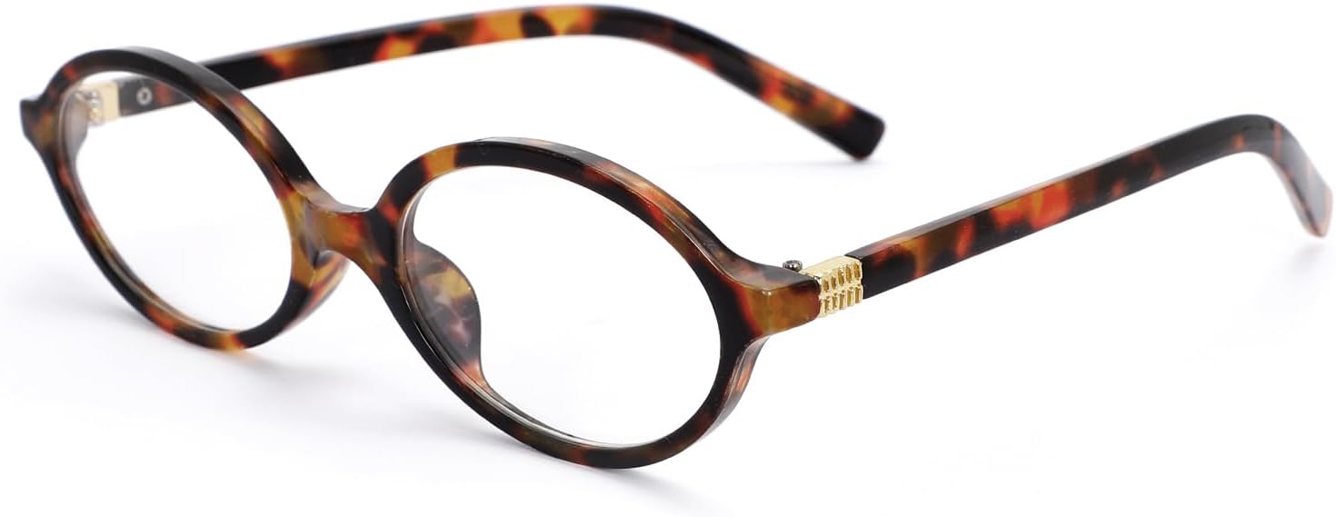 Vintage 90s Oval Blue Light Blocking Glasses - Unisex Retro Oval Frame Eyewear for Women & Men, Zero Power Blue Light Glasses for Computer & Screen Use