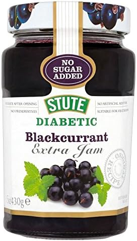Stute No Added Sugar Diabetic Blackcurrant Jam (430g) - Pack of 2