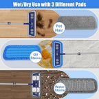 Microfiber Mops for Floor Cleaning - Dust Mop for Hardwood Floors with 55” Adjustable Handle 3 Thickened Washable Pads - Wet Dry Mopping for Pet Hairs Walls Tile Wood Laminate Home Kitchen