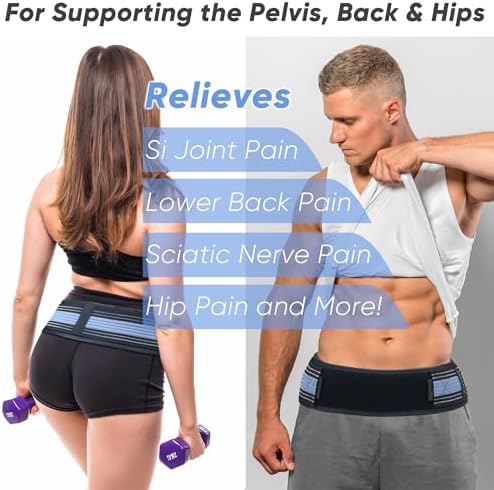 Sacroiliac SI Joint Hip Belt-Sciatica Belt for Women and Men,Pain Relief for Lower Back,Sacroiliac, Sciatic,Pelvic,Lumbar,Hip,Leg,Sacral Nerve(Blue XL-XXL Hip Size 47-56inch)