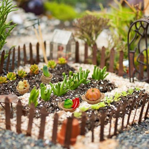 28Pcs Miniature Vegetable Figurines, Miniatures Kitchen Food, Fake Mini Vegetables, Resin Vegetables Model, Miniature Baskets Fake Vegetables Decor Set for Mini House Store Decoration Photo Props