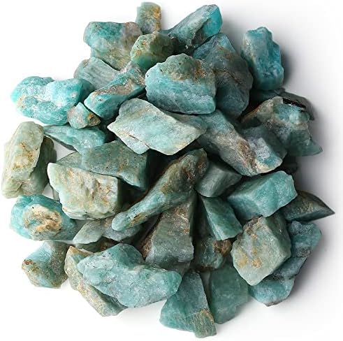 QINJIEJIE 0.9Lbs Amazonite Raw Crystals Natural Rough Stones Bulk Large 1" Rocks Wholesale Reiki Gemstones Fountain Rocks for Tumbling Cabbing Polishing Wire Wrapping Wicca Decoration