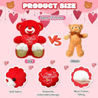 Capoda 4 Pcs Valentine's Day Bear Gifts Set Include 12 Inch Heart Bear Artificial Rose Flowers Valentine Bag and Greeting Card Sweet Day Birthday Gift Basket for Women Wife Mom
