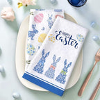 Easter Bunny Egg Tea Towels, Cotton Kitchen Towel 18.9 × 27.5 inch, Quick Drying Dish Cloth for Party Anniversary Holiday Decoration Housewarming Gifts