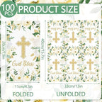 100PCS White Floral Religious Paper Napkins 3 Ply Blessed Cross Disposable Hand Towels for Bathroom Decorative Eucalyptus Guest Napkins for Wedding First Communion Religious Party Supplies