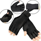 Arthritis Pain Relief Gloves for Women and Man, Copper Compression Gloves for Carpal Tunnel Pain Relief, Fingerless Arthritis Gloves for Rheumatoid, Tendonitis, Swelling (1 Pair, Medium)