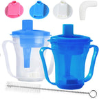 Dysphagia Cup for Adults with 5cc, 10cc & 15cc Flow Control - Choke Proof Drinking Cup with Dual Handles for Elderly, Stroke, Dementia & Parkinson (Blue(Blue & Transparent), Pack of 2 PCS)