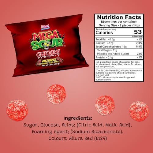 Barnetts Sweets Mega Sour Candy Cherry 250g
