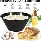 Citronella Candles Outdoor Large 23oz 3-Wick Natural Lemongrass Soy Wax Bucket Candle Up to 100 Hours Outdoor Candles for Patio,Yard,Fishing,Home Decor,Backyard in Summer