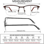 CRGATV 3-Pack Reading Glasses for Men Blue Light Blocking Fashion Metal Half Wide Frame Readers Semi Rimless Eyeglasses