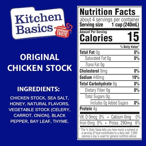 Kitchen Basics Original Chicken Stock, 8.25 oz Carton (Pack of 12) Pantry Staple for Homemade Recipes, Perfect for Gravy or Side Dishes