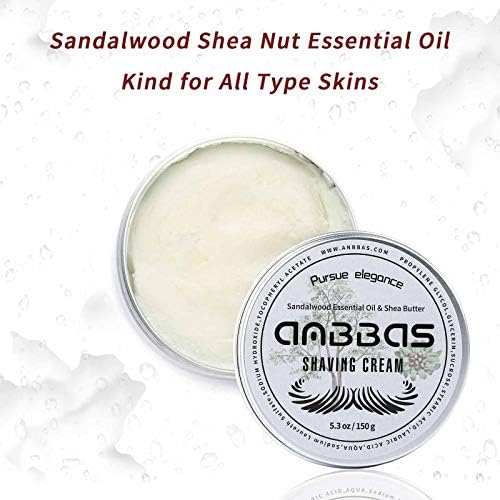 Anbbas 150g Shaving Cream Body Cream for Men Women Wet Shave Latheing,Sensitive Skin,Sandalwood Shea Nut Essential Oil
