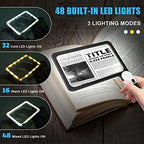 5X Handheld Magnifier for Page Reading - Large Folding Lighted Magnifier with 48 LED Lights (3Modes), Rectangular Handhold Magnify Lens Gifts for Reading Small Prints, Low Vision, Seniors