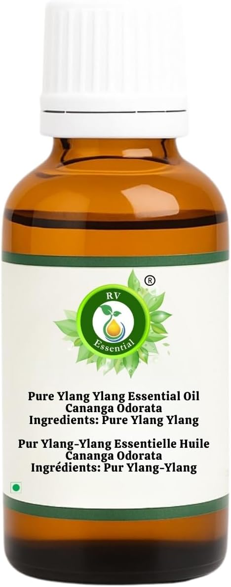 R V Essential Pure Ylang Ylang Essential Oil 5ml (0.169oz)- Cananga Odorata (100% Pure and Natural Therapeutic Grade)