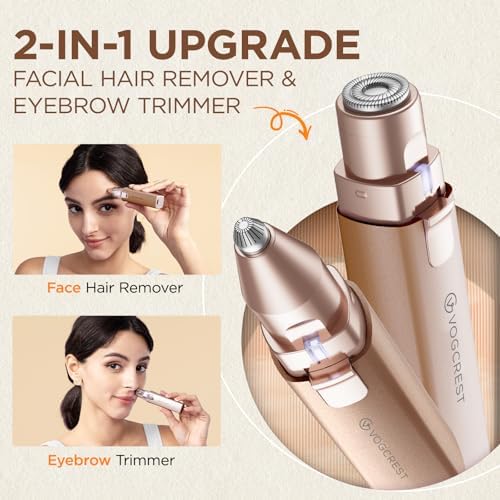 VG VOGCREST Rechargeable Facial Hair Remover for Women: 2 in 1 Electric Facial Body Hair Remover