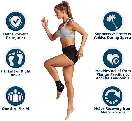 ComfiLife Ankle Brace for Men & Women, Orthopedic Brace - Adjustable Compression Wrap, Ankle Sleeve for Plantar Fasciitis, Tendinitis, Sprain, Swelling, Minor Sprains, Sports, Breathable, One Size
