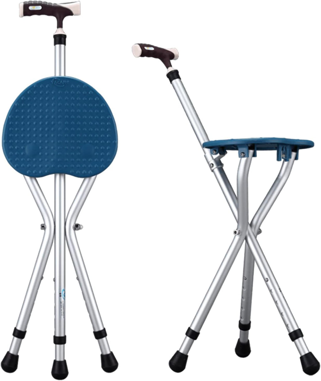 Hold 440 lbs Folding Canes with Seat Walking Stick Height Adjustment Cane Seat Capacity Frosted Handle with Magnetic Therapy Stone Crutches Stool