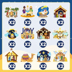 24 PCS Nativity Cupcake Toppers, Christmas Religious Nativity Party Decorations Happy Birthday Jesus Nativity Cake Toppers Cake Decorations for Winter Holiday Party Religious Education Supplies