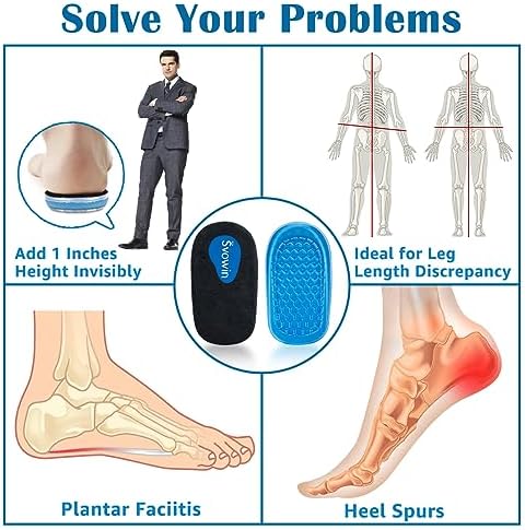 3 Layers Adjustable Heel Wedge Lift for Leg Length Discrepancies, Height Increase Insoles for Heel Pain, Achilles Tendonitis, Gel Shoe Heel Cushions Cups for Men and Wowen(Large)