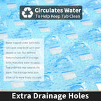 Yimobra Bathtub Mat Non Slip, 34.5"x15.5" Shower Mat with Strong Suction Cups & Drain Holes, Long Anti Slip Bath Tub Mat for Inside Shower, Machine Washable Fast Drying, Bathroom Essentials,Clear Blue