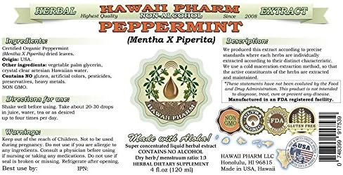 Hawaii Pharm Peppermint Alcohol-Free Liquid Extract, Professional Grade, Small Batch Crafted Peppermint (Mentha X Piperita) Dried Leaf Glycerite Natural Herbal Supplement, 2 fl.oz