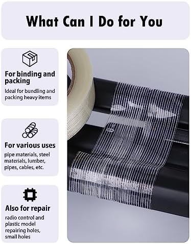 10 Pack 3/4 in×27YDS, Filament Strapping Tape, 270yds Total, Clear Fiberglass Reinforced Packing, Heavy Duty Wearproof Tape, Extra Thickness 5.5 mil