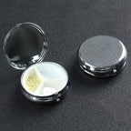 Soccer Ball On Marble Round Pill Case, Portable Pill Box for Pocket Metal Medicine Vitamin Organizer 3 Compartment Three Times A Day