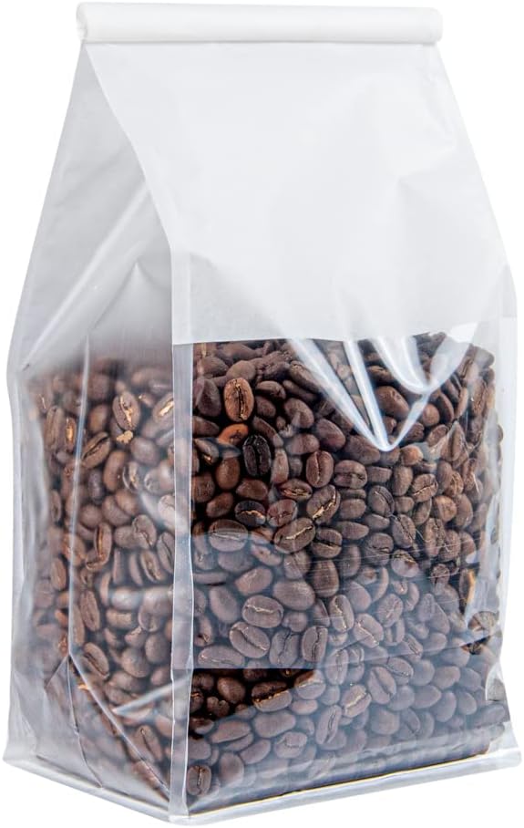 Restaurantware Bag Tek 5.1 x 4.1 x 11.2 Inch Tin Tie Bags With Windows 100 Resealable Bakery Bags With Windows - Flat Bottom For Cookies or Coffee Beans White Cotton Paper Tin Tie Bags