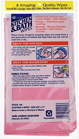 Cadie Kitchen and Bath Amazing Wipes - Absorbent and Reusable Cloth for Washing, Drying, Wiping in The Bathroom or Cuisine Surfaces | Cleaning Sink, Tiles, Bathtub, Walls, Mirror or Floors | 2-Pack