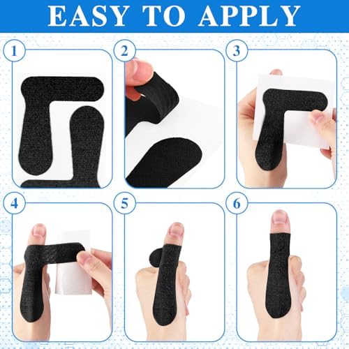 Geiserailie 60 Pcs (30 Sheet) Thumb Support Tape for Arthritis Self Adhesive Thumb Protecting Straps, Elastic Thumb Pain Relieving Patch for Sport Housework Joint Support (Black)