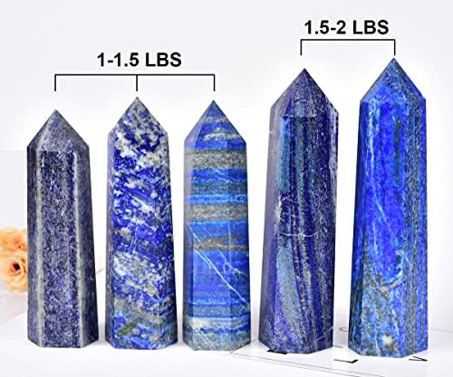 Natural Lapis Lazuli Obelisk Tower Large Healing Crystal Point Wand 6 Faceted Reiki Chakra Meditation Therapy 1-1.5 LBS