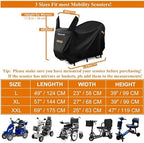 Mobility Scooter Cover Waterproof Outdoor, Electric Wheelchair Covers Waterproof Carrier Mobility Scooter Accessories for All Weather Protect from Sun, UV, Rain, Wind, Dust (L: 49"*23"*39")