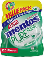Mentos Pure Fresh Sugar-Free Chewing Gum with Xylitol, Spearmint, 120 Piece Bulk Resealable Bag (Pack of 2)
