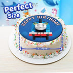 7.5 Inch Train Adventure Cake Topper – Round Edible Birthday Cake Decorations, Happy Birthday Cake