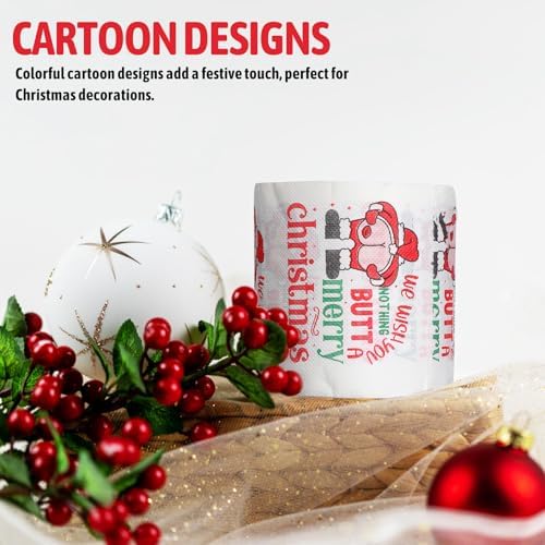 Christmas Toilet Paper, 5 Rolls Merry Christmas Toilet Tissue Printed Santa Claus - Toilet Tissues Rolls for Christmas Vacation Decorations, Holiday Gag GIfts (150 Sheets/Roll)
