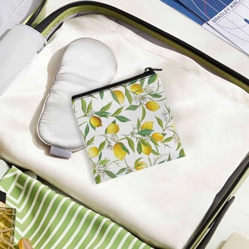 Lemon Print Sanitary Napkin Storage Bag Cute Period Bag for Teen Girls for School Portable Menstrual Cup Pouch Tampon Holder for Purse Pad Bags for Period Small Reusable