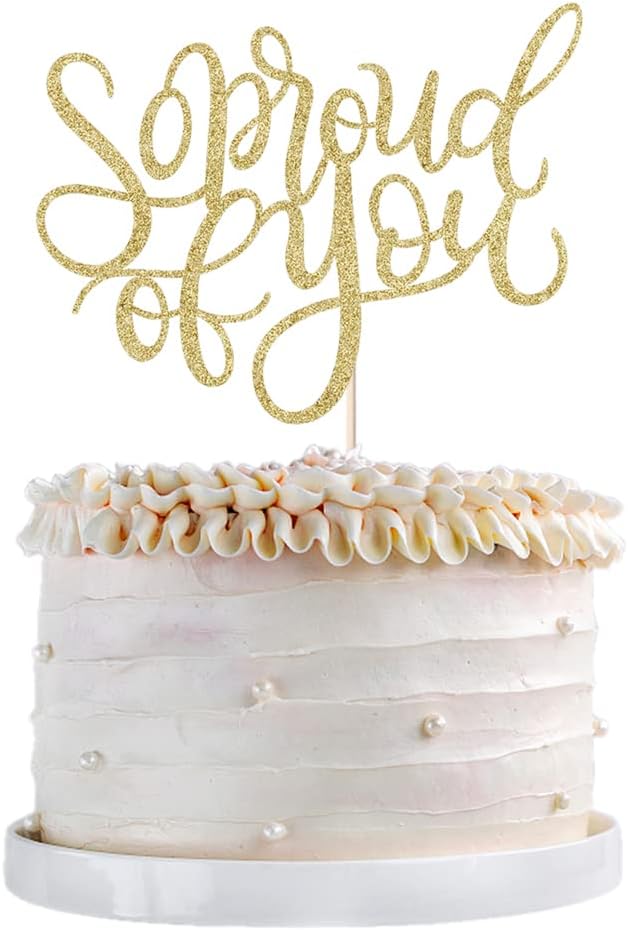 So Proud of You Cake Topper,2026 Graduation Cake Topper,Congrats Grad Party Decorations,2026 High School/College/University Graduation Party Decoration Supplies. (gold)