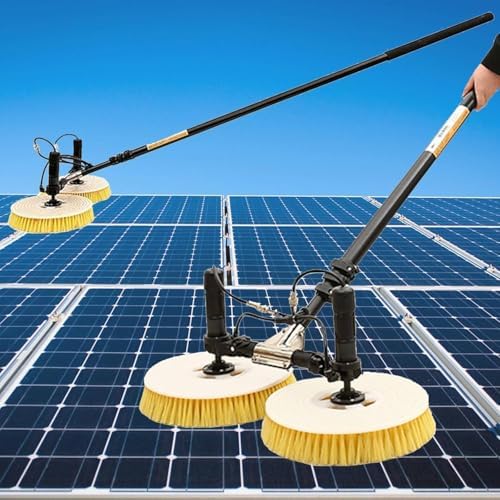 25ft Solar Panel Cleaning Tool, Solar Panel Cleaning Brush and Pole Water Fed Pole Kit, Dual Head Electric Window Washing Equipment,Lithium Battery-7.5m/24ft