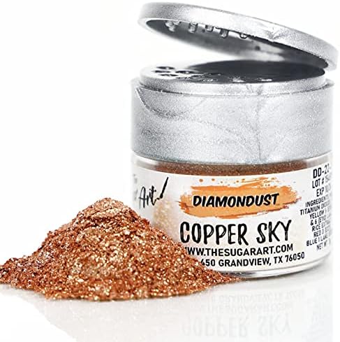 Copper Sky Edible Glitter for Drinks, Cocktails, Cake Decorating, Strawberries, Chocolates & More | No Taste | 4g | 100% Food-Safe | Kosher, Vegan, Gluten & Nut Free | DiamonDust by The Sugar Art