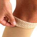 Truform 30-40 mmHg Compression Stockings for Men and Women, Thigh High Length, Dot-Top, Open Toe, Beige, Small