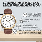 Atomic American English Talking Watch Speaks Clear and Loud Time, Date and Alarm time Perfect for Senior,Visually impaired or Blind People (Mens)