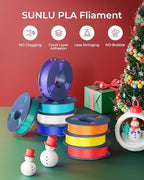 250g PLA Filament 1.75mm Bundle, SUNLU 3D Printer Filament Neatly Wound, Individually Vacuum Packed, 250g Spool, 8 Rolls, White+Red+Orange+Yellow+Green+Blue+Cyan+Purple