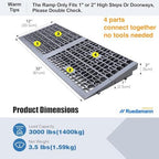 Ruedamann 2" Rise X 32" Modular Threshold Ramps for Doorways, 3000 Lbs Capacity Car Ramp for Home Entrance, Portable Shower Ramp for Doorways, Steps, Power Wheelchairs, Scooters, Carts, Trolley