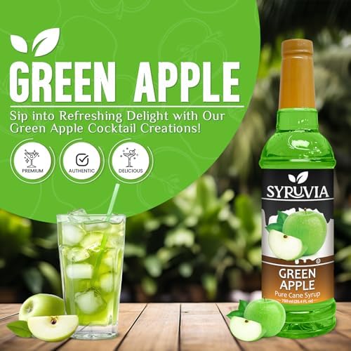Syruvia Green Apple Syrup, Flavored Syrup for Drinks, Cocktails, Lemonades, Iced Teas, and Desserts – 25.4 fl oz