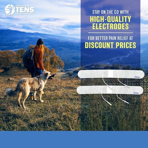 Discount TENS – 2 Premium 13" x 1.5" Lower Lumbar Strip Electrodes with 2mm Pin Connectors, Reusable Self-Adhesive Pads for TENS/EMS Therapy Units, Durable Replacement for Pain Relief